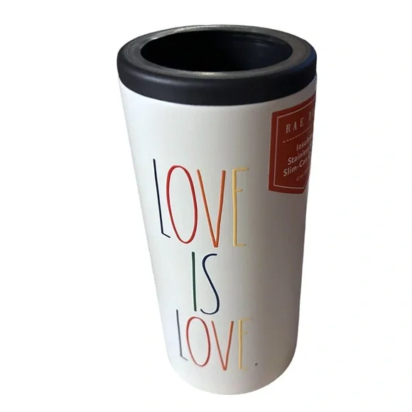 Rae Dunn Love Is Love Rainbow Pride Slim Can Cooler - Picture 2 of 5